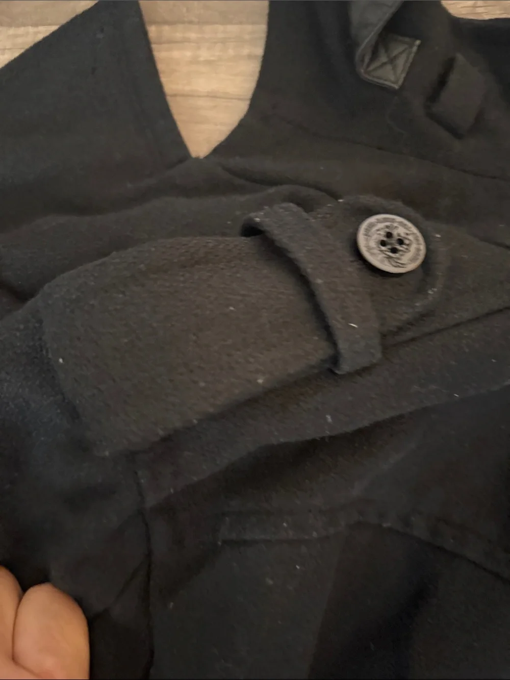 Diesel Black Double-Breasted Pea Coat
